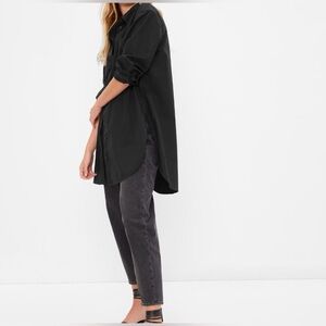 GAP Organic Cotton Weekend Tunic Black Button-Up Shirt XL